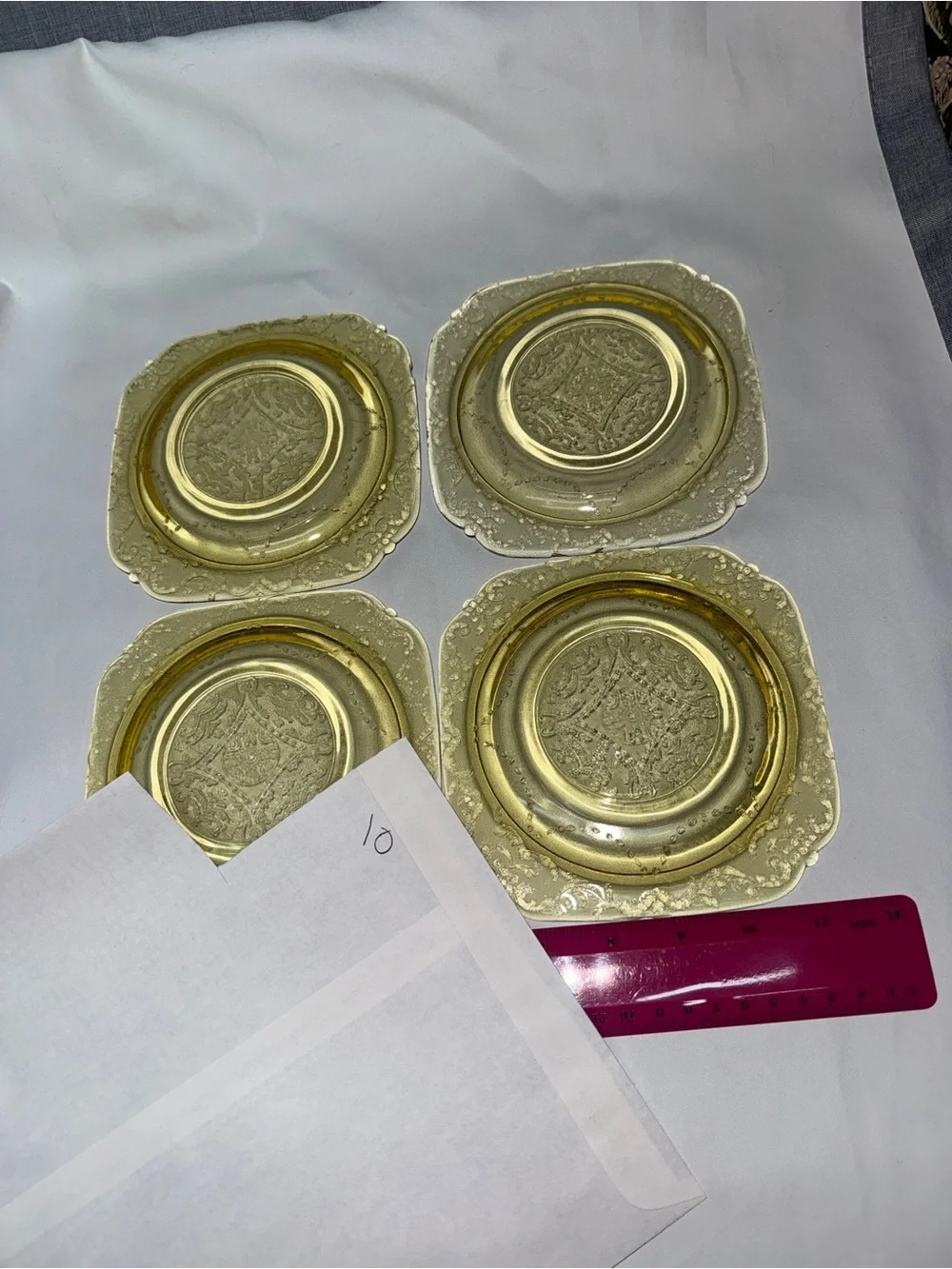 Vintage Amber Depression Glass Salad Dessert Plates Set of 4
